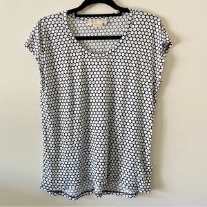 Michael Michael Kors Black and White Polka Dot Crew Neck Cap Sleeve Top US MP